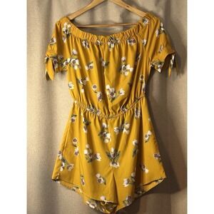 Hint Of Blush Off The Shoulder Floral Jumper Size Large Yellow